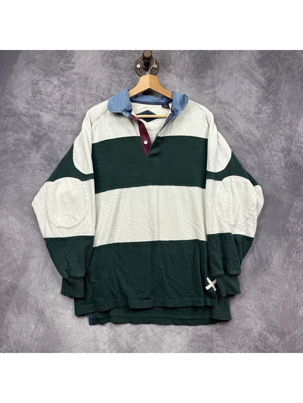 Vintage 90s Halifax Colorblock Cotton Rugby Collared Long Sleeve Shirt Men’s M